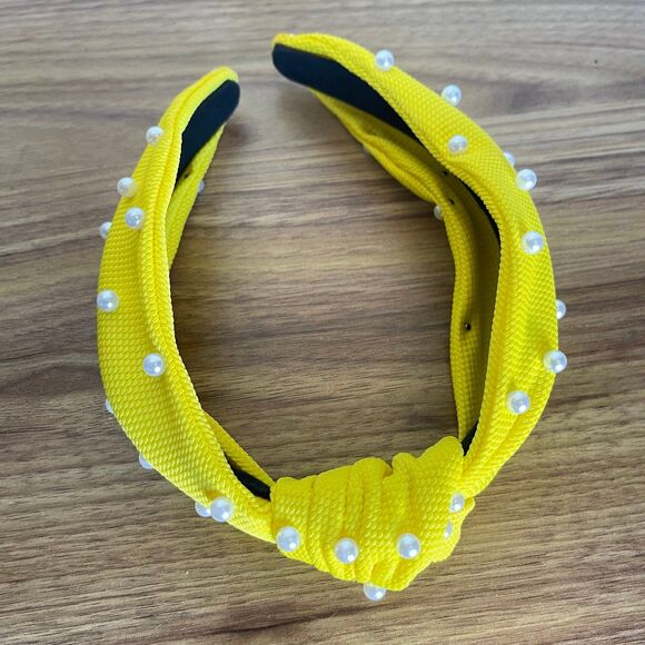 New Women Headband Hair Accessories Solid Pearls Center Knot - Picture 3 of 9